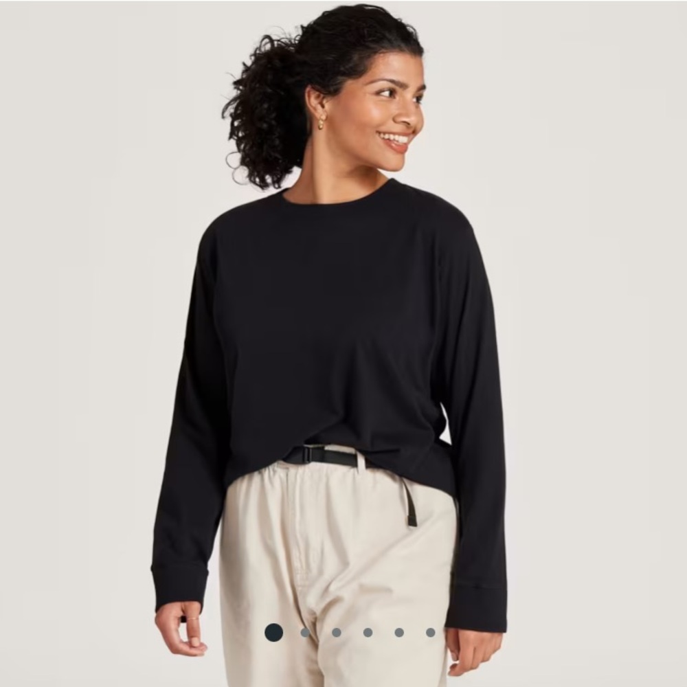 ALLBIRDS Women's Classic Fit Cotton Long Sleeve Tee - Natural Black